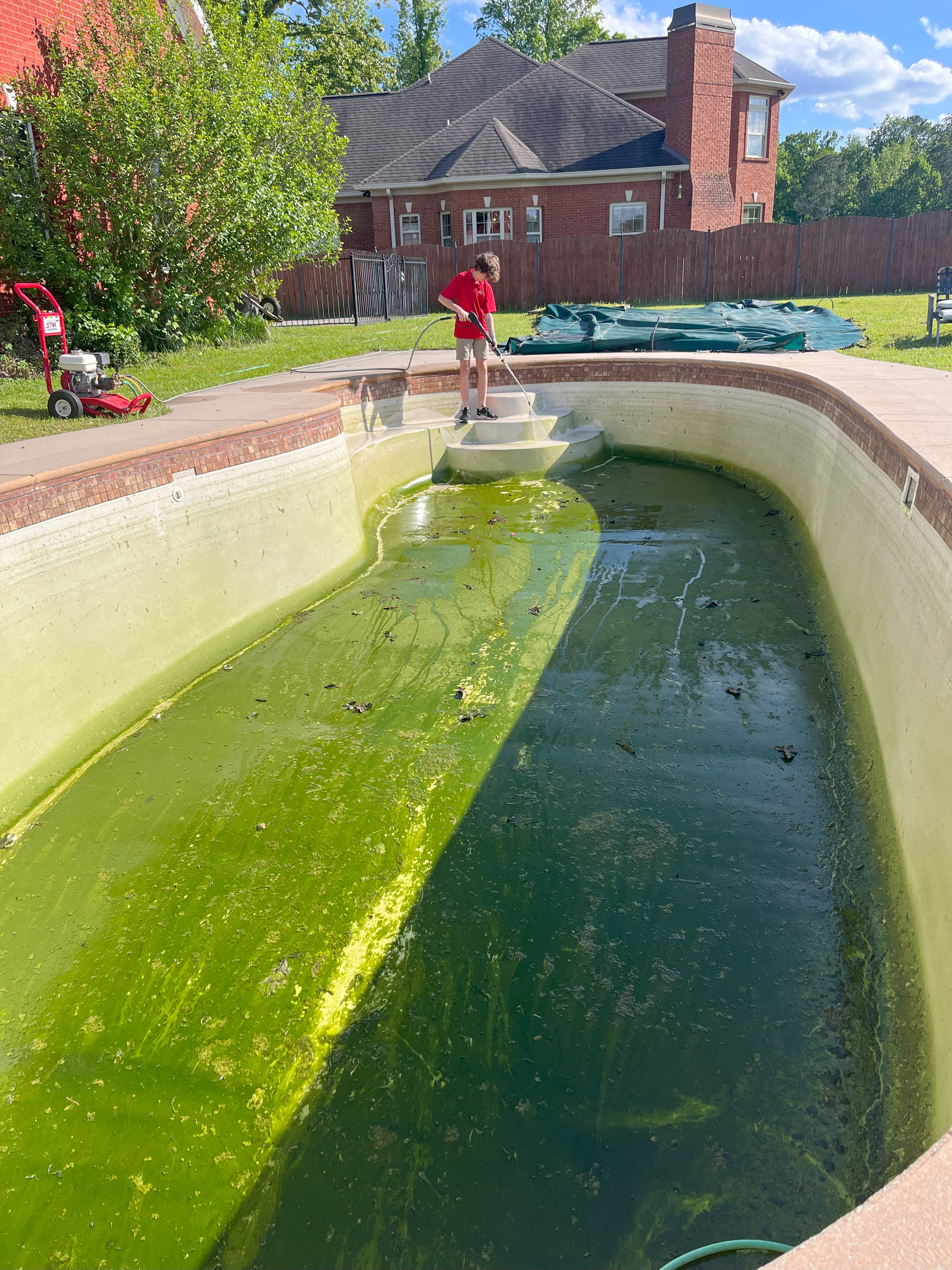 Pool cleaning pressure washing — after