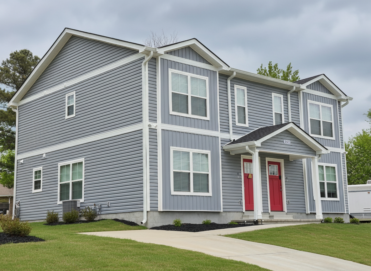 Contemporary Craftsman Duplex on a small urban lot.